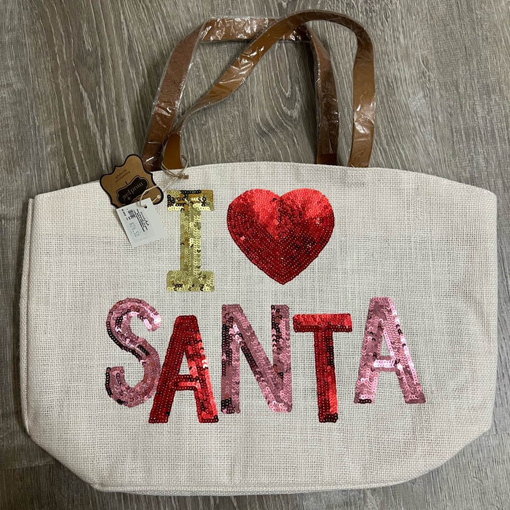Mud Pie I love Santa bag